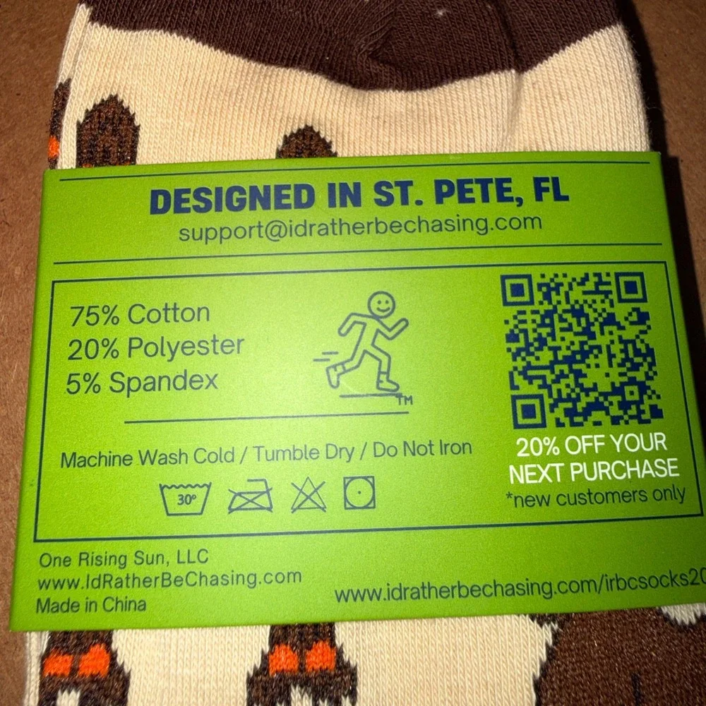 I'd Rather Be Chasing Tail Hunting Socks Men OSFM NEW Novelty Deer Rifle Tan